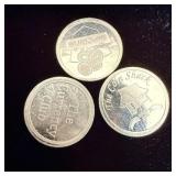 (3) 1 g silver rounds