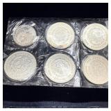 Sheet of uncirculated silver Mexican pesos 1963,