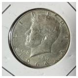 1966 silver Kennedy half dollar