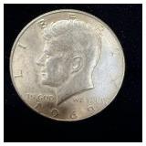 1969-D silver Kennedy half dollar