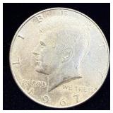 1967 silver Kennedy half dollar