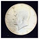 1967 silver Kennedy half dollar