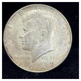 1967 silver Kennedy half dollar