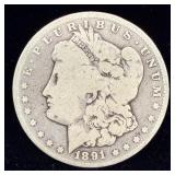 1891-CC Silver Morgan dollar