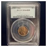1909 VDB Wheat penny MS 64RB PCGS