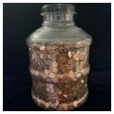 Huge container filled with 100 Lbs of pennies!!!