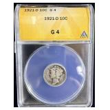 1921-D silver mercury dime G4 ANACS