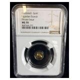 Undated gold Egyptian scarab private issue MS 70