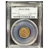 1945 wheat penny VF20 PCGS