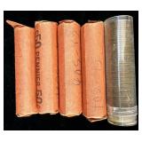 (5) rolls of Wheat Pennies