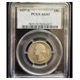 1937-S silver Washington Quarter AG3 PCGS