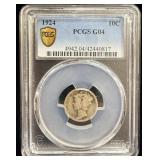 1924 silver Mercury dime G4 PCGS