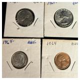 Group of uncirculated 1964 US Coins silver