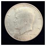 1964 silver Kennedy half dollar