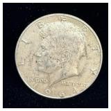 1964 silver Kennedy half dollar