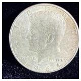 1964 silver Kennedy half dollar