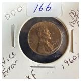 1960-D/D Lincoln Penny double stamped mint