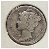 1942 Silver Mercury Dime