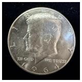 Bright uncirculated 1964 silver Kennedy half