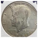 1967 silver Kennedy half dollar