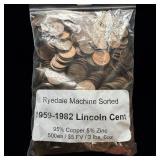 Bag of 500 machine sorted copper pennies