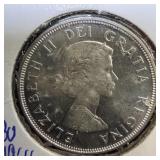 Bright uncirculated 1964 silver Canadian dollar