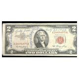 1953 $2 Red Seal Bank Note with birthday >