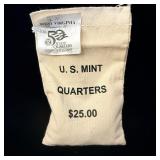 Sealed $25 bag of West Virginia state quarters
