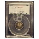 1921 silver Mercury dime FR2 PCGS