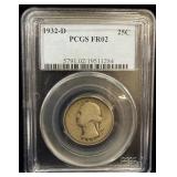 1932-D silver Washington Quarter FR2 PCGS