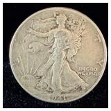 1941 silver walking liberty half dollar F