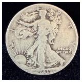 1941-D Silver walking liberty half dollar F