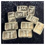(10) 5 grain .999 fine silver bars