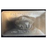 One troy ounce .999 fine titanium bar