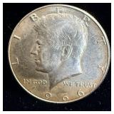 1966 silver Kennedy half dollar