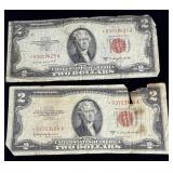 (2) $2 red seal star notes 1953 B&C