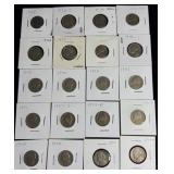 Sheet of old buffalo and Jefferson nickels