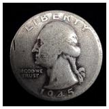 1945 Silver Washington Quarter