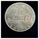 1963 silver Canadian dollar