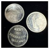 (3) 1 g fine silver rounds