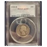 1932-D silver Washington Quarter AG3 PCGS