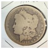 1890-CC silver Morgan dollar