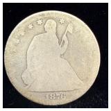 1876-S silver seated liberty half dollar