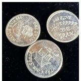 (3) 1 g Silver Rounds