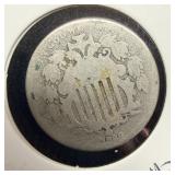 1869 US shield nickel
