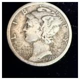 1920 silver Mercury dime VF+