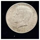 1964 silver Kennedy half dollar