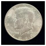 1964 silver Kennedy half dollar