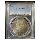 1923 silver peace dollar MS62 PCGS