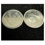 (2) 1 g silver rounds